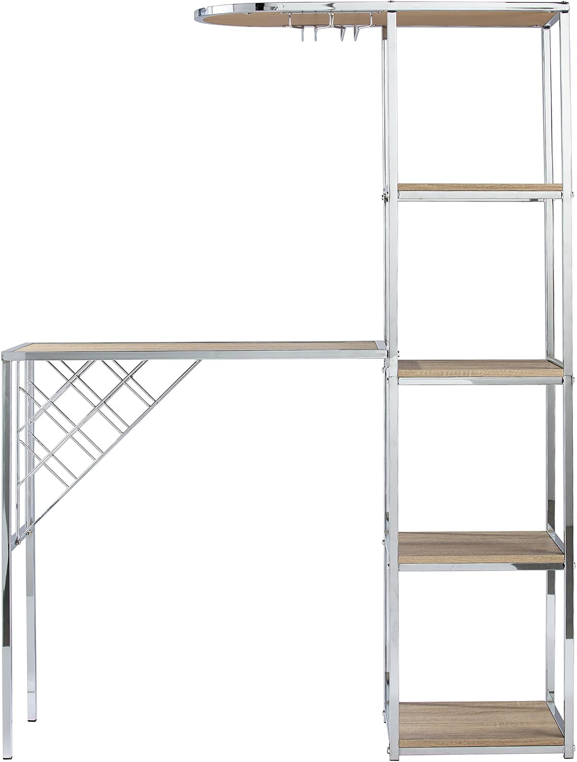 SEI Furniture - Northdom Serving Table with Bar Storage - Transitional Design, Natural Glass and Wood - Ideal for Bedroom, Living Room (HZ1217512)
