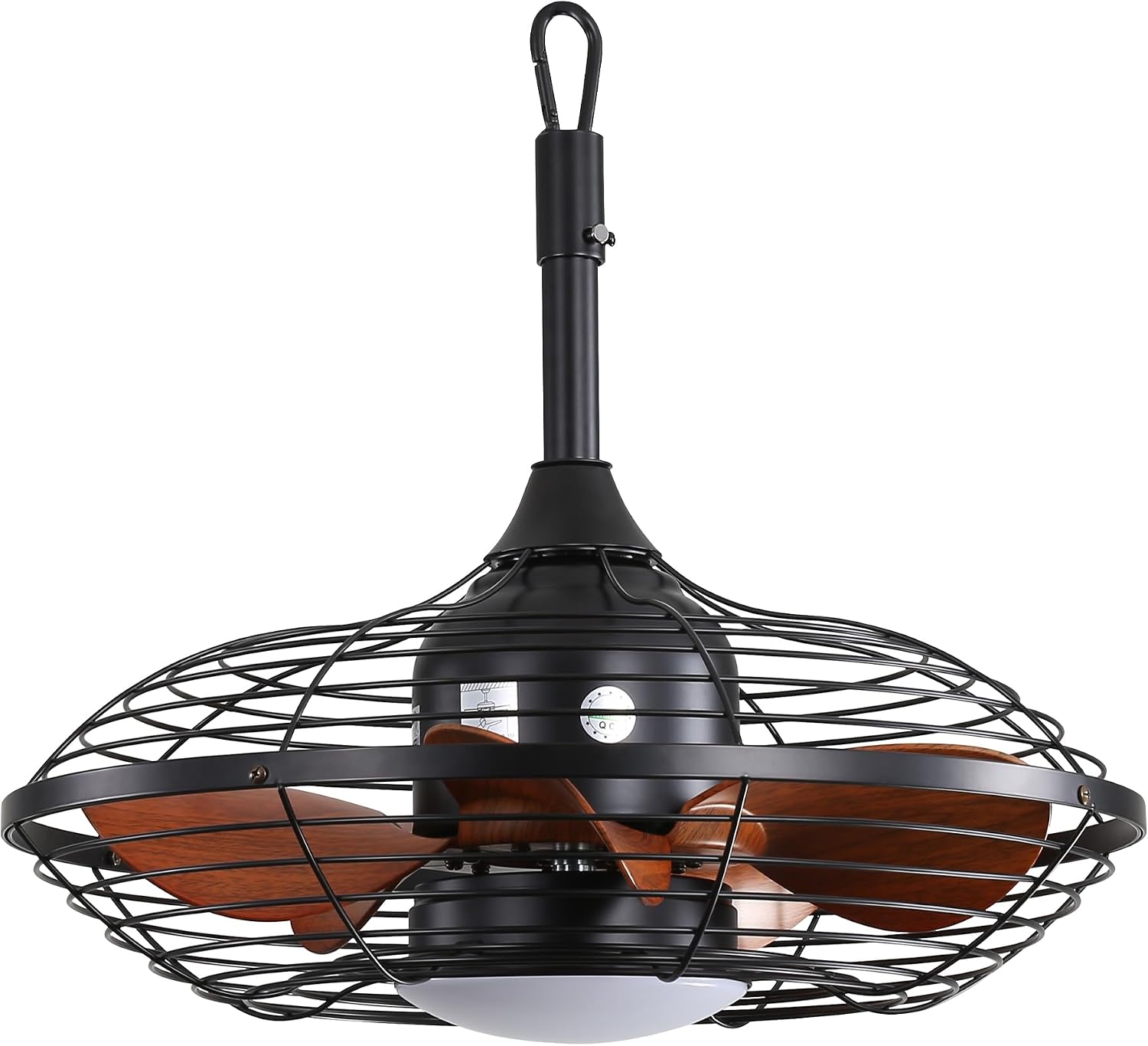 20 Inch Downrod Mount Ceiling Fan LED 18W 3CCT 5 ABS Blades DC Motor with Hanging and Hook for Outside Patios Pergola XY820