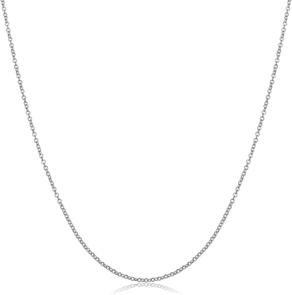 Kooljewelry 18k White Gold 1 mm Round Cable Chain Necklace (16, 18, 20, 22, 24, 30 or 36 inch)