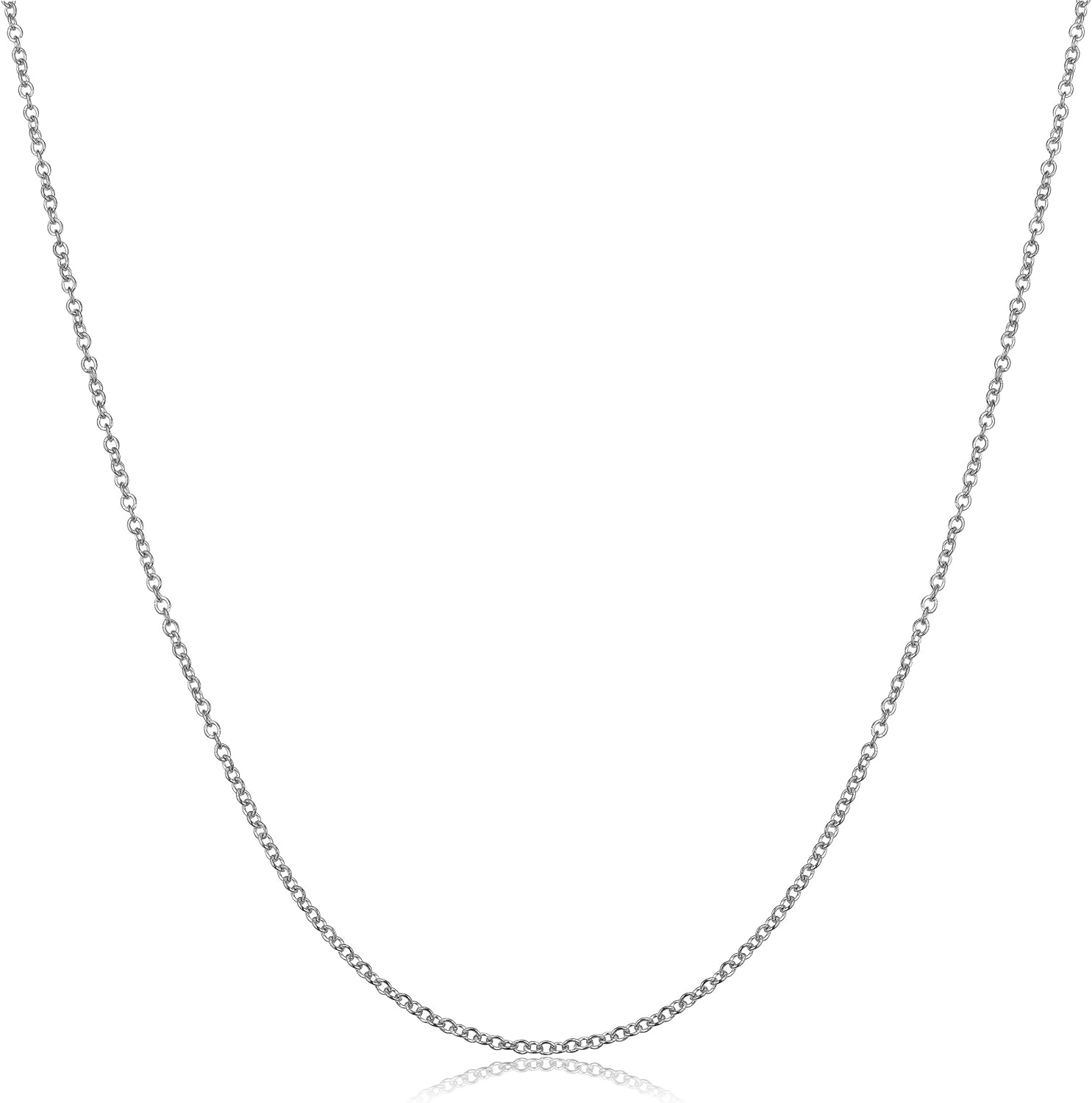 Kooljewelry 18k White Gold 1 mm Round Cable Chain Necklace (16, 18, 20, 22, 24, 30 or 36 inch)