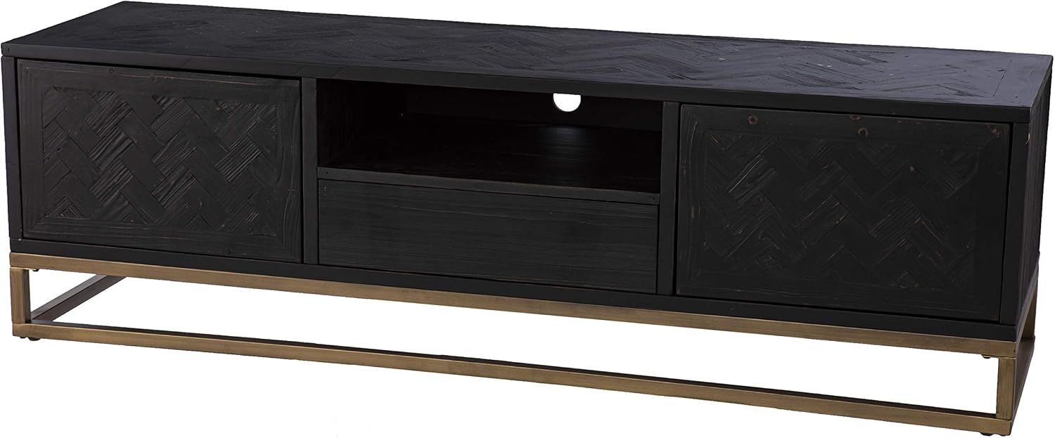 SEI Furniture Dessingham Reclaimed Wood Media TV Stand, Black/Gold, (AMZ3196901SM)
