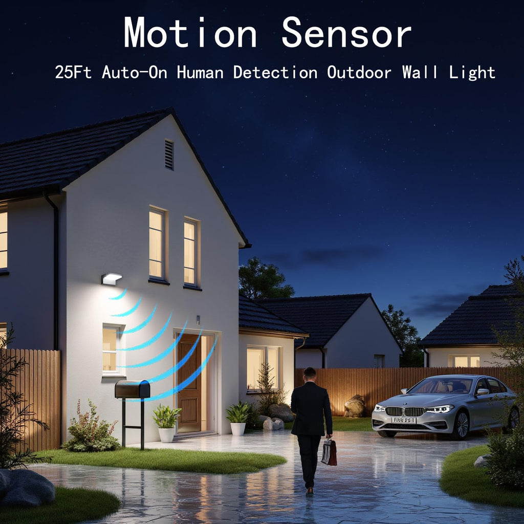 60W LED Outdoor Wall Light – 360° Rotatable, Motion Sensor & Color Temp Adjustable (3000K/4000K/6500K) Commercial Security Wall Mount for Barn, Proch,Garage & Yard