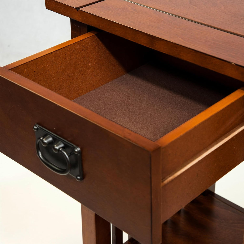 Furniture of America Liverpool 1-Drawer End Table, Antique Oak