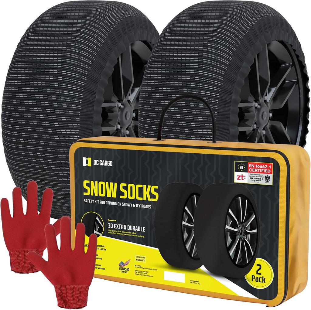 Snow Socks for Tires - Great Alternative to Tire Chains for Cars, 3D Fabric for Maximum Tire Traction & Grip, Fits SUVs, Most Subaru Models, Minivans, Pickups & Sedans (Set of 2) - Extra Large