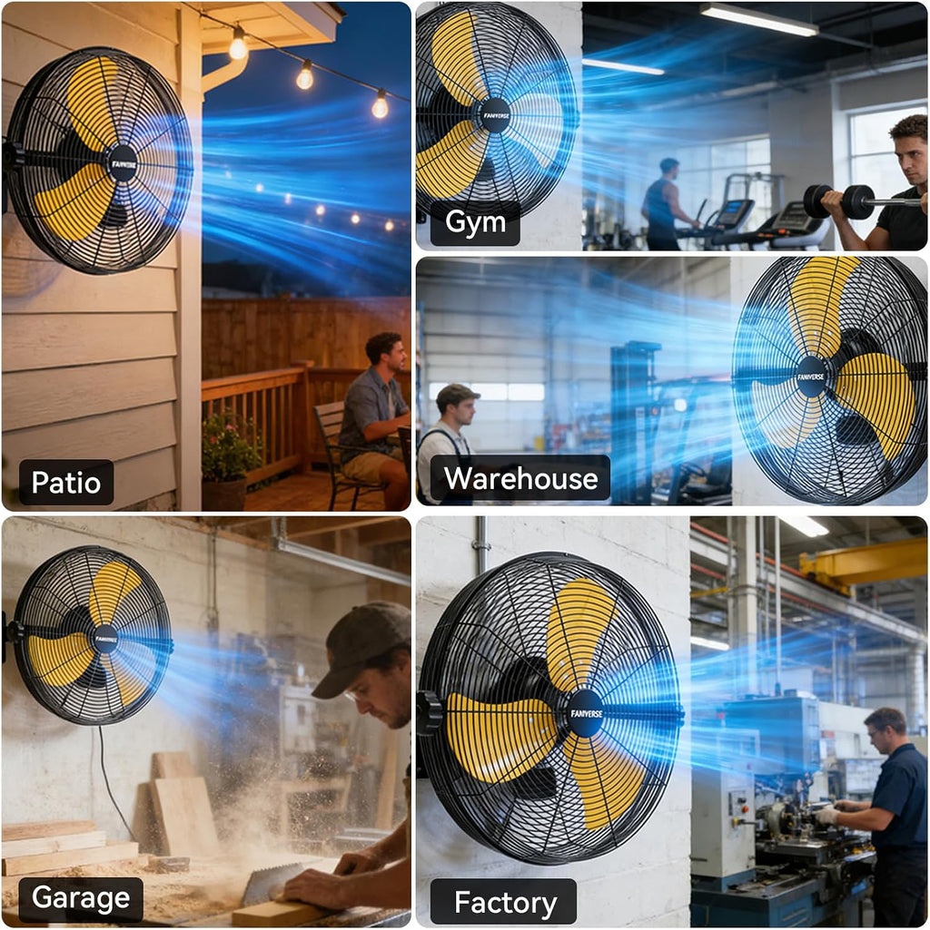 2PCS 14 Inch Wall Fan Pro Series - Waterproof Motor High Velocity Wall Mount Fans for Commercial, Residential, Warehouse, Covered Patio, Shop, Garage, Barn 3 Speed 3000 CFM UL Safety Listed