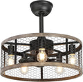 Ohniyou 20'' Caged Rustic Farmhouse Ceiling Fan with Lights Remote Control, Reversible Motor, 6 Speeds Ceiling Fan Light Fixture for Dining Room Bedroom
