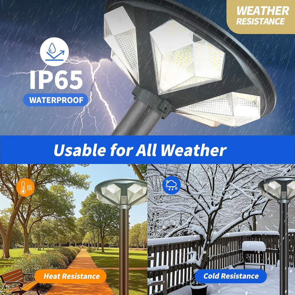 Solar Lamp Post Light Outdoor with Motion Sensor, Waterproof Dusk to Dawn LED Street Light, High Lumen Lamp Post Head Replacement for Yard Garden, Fit 3'' & 2 3/8'' Pole(Not Included Pole)