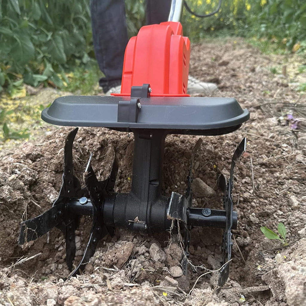 Fabater Cordless Tiller Cultivator, 8000RPM Electric Garden Tiller, Battery Powered Garden Cultivator with Battery Level Display, 9.5in Tilling Depth for Lawn/Gardening/Soil