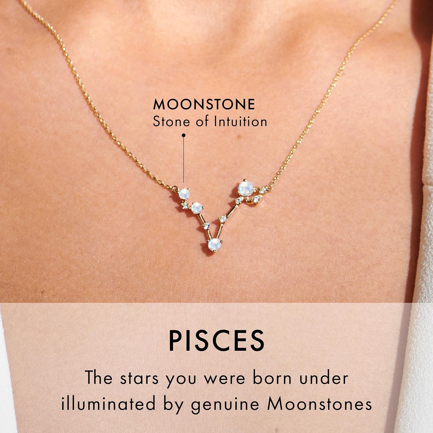 Moon Magic Moonstone Zodiac Necklaces for Women | Constellation Necklace 925 Sterling Silver | 18k Rose and Yellow Gold Zodiac Sign Pendants | Authentic Real Dainty Moon Stone Jewelry for Women