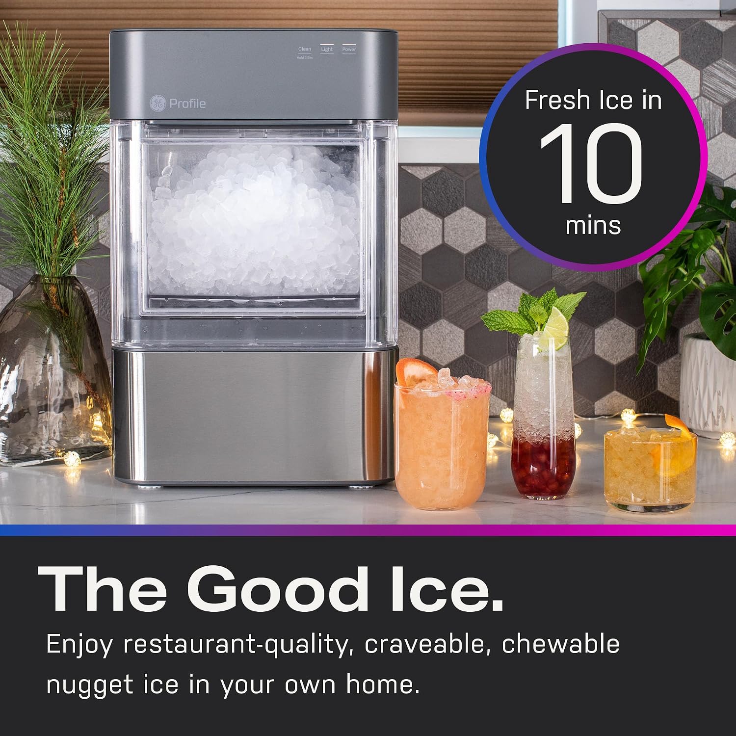 Profile Opal 2.0 | Countertop Nugget Ice Maker | Ice Machine with WiFi Connectivity | Smart Home Kitchen Essentials | Stainless Steel
