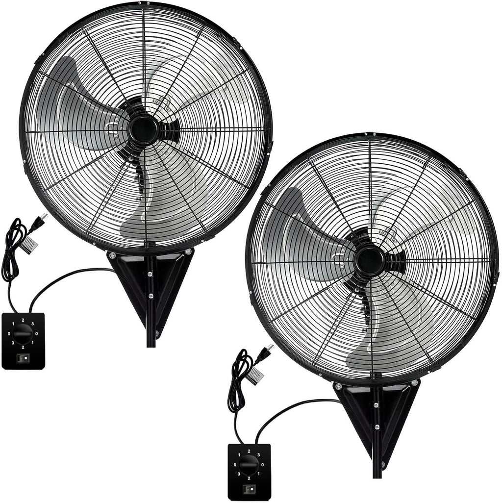 2 Pack 20' Wall Mount Fan, 7100CFM Heavy Duty Wall Fan with 3-Speed & Adjustable Tilt, High Velocity Industrial Oscillating Fans for Garage, Factory, Patio, Porch, Shop & Commercial Use - ETL Listed