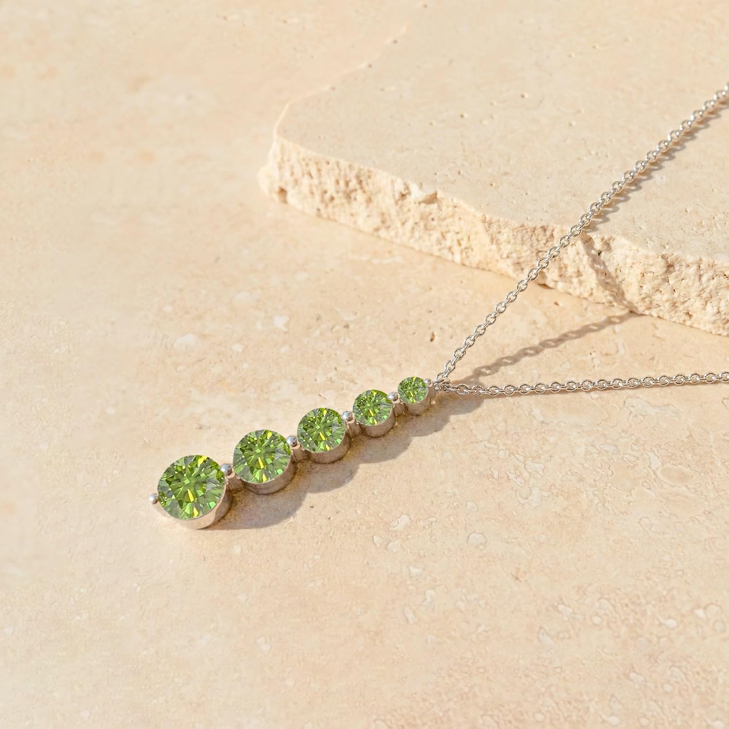 GOODSTONE JEWELS 925 Sterling Silver Linear Drop Pendant Necklace for Women | Size 16+2 Inch Cable Chain with Lobster Clasp | Natural Birthstone Jewelry Gift for Her