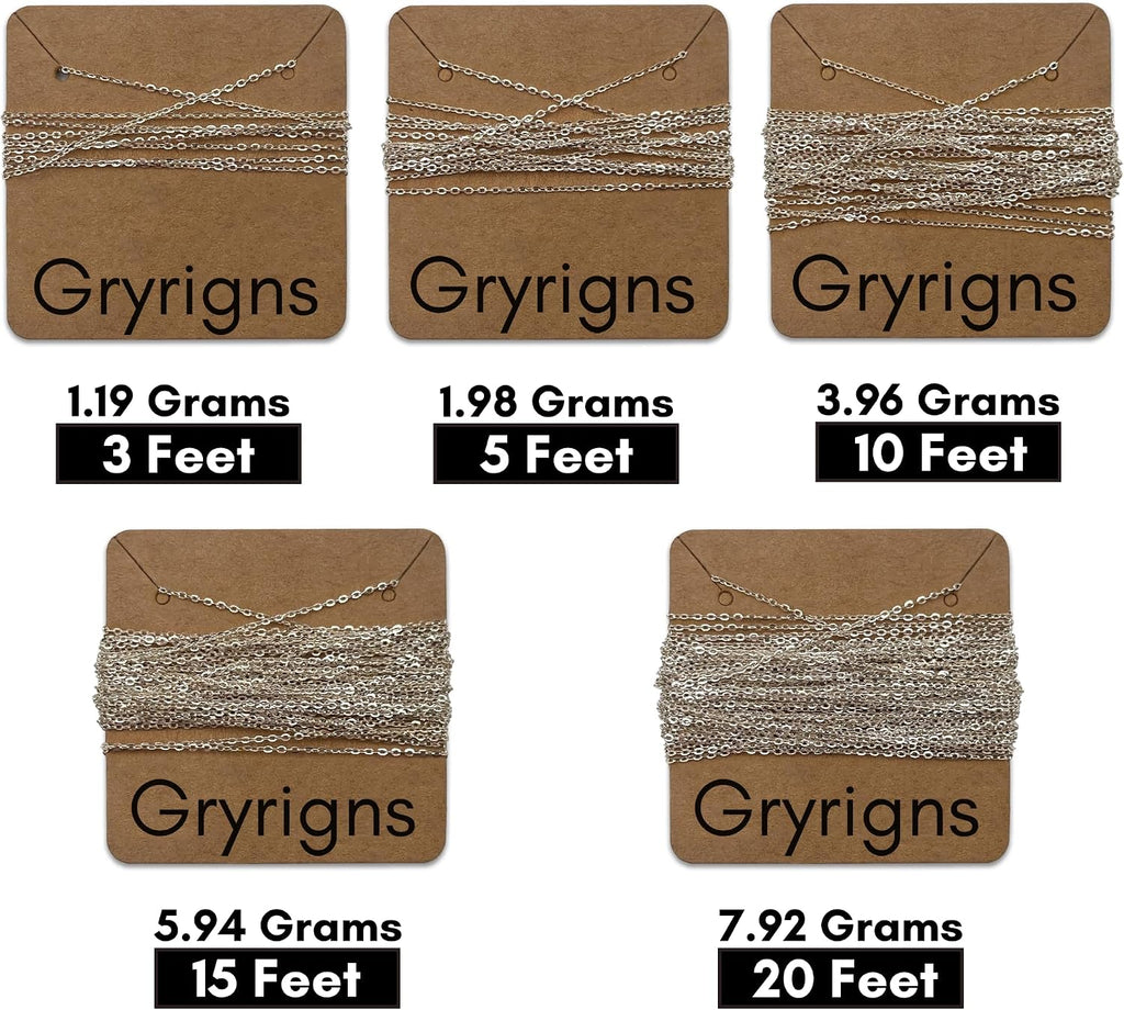 Gryrigns 20Feet 1.1mm 925 Sterling Silver Flat Cable Chain Link Bulk for DIY Craft Jewelry Making (7.92 Grams)