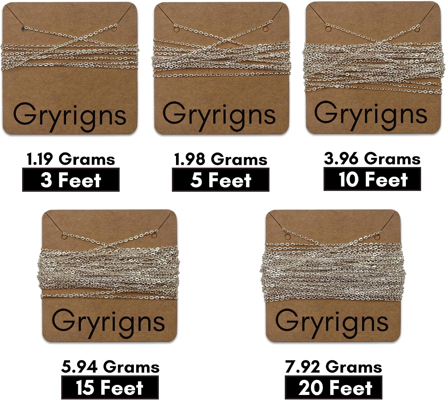 Gryrigns 20Feet 1.1mm 925 Sterling Silver Flat Cable Chain Link Bulk for DIY Craft Jewelry Making (7.92 Grams)