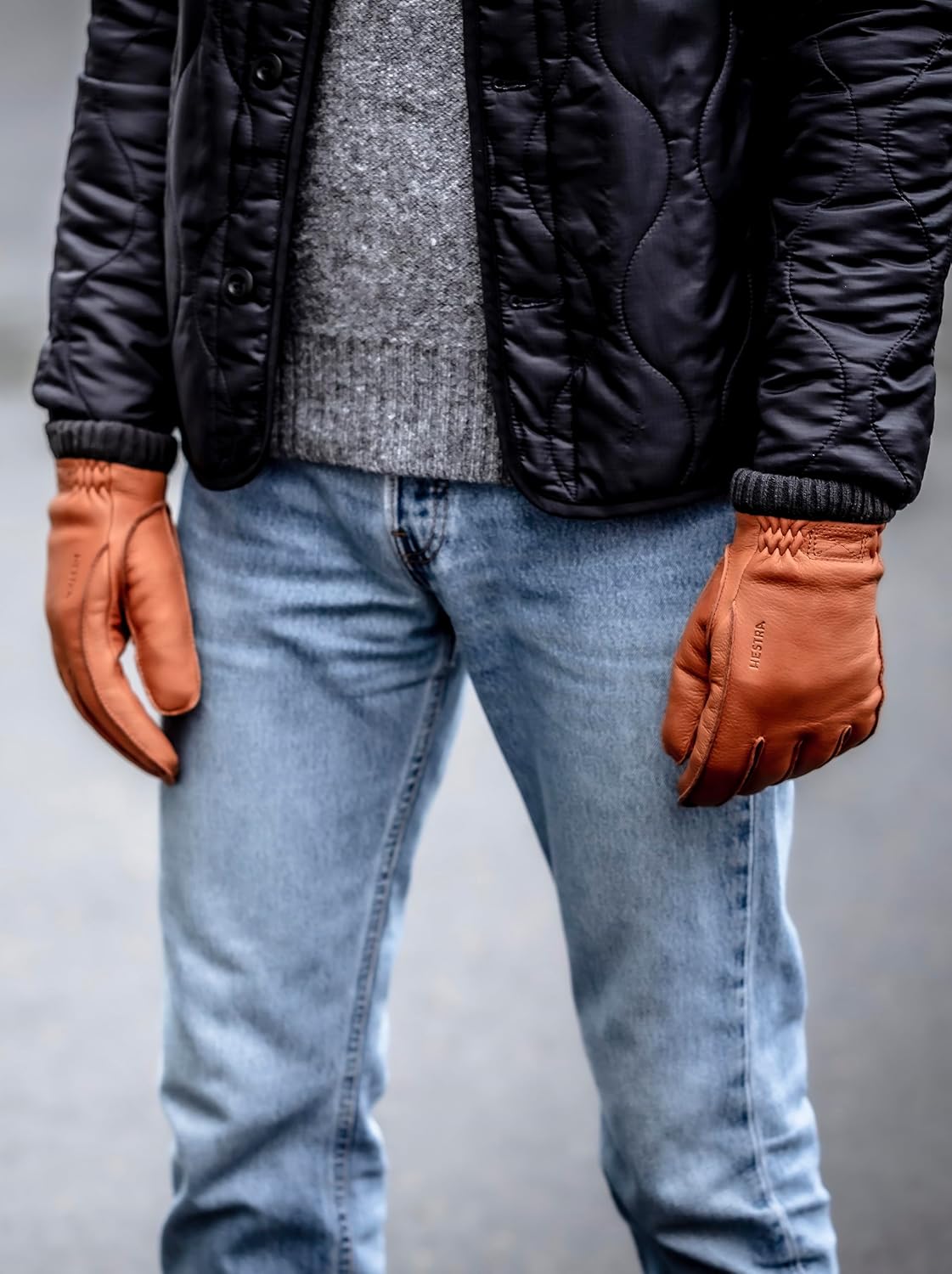 Hestra Deerskin Primaloft Rib Glove, Insulated Leather Glove for Work & Everyday Use