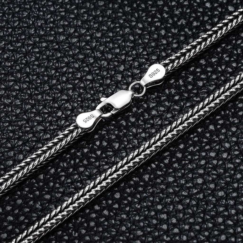 Franco Chain Sterling Silver Foxtail Necklace for Men 2mm 3mm Diamond Cut Chain for Men Women
