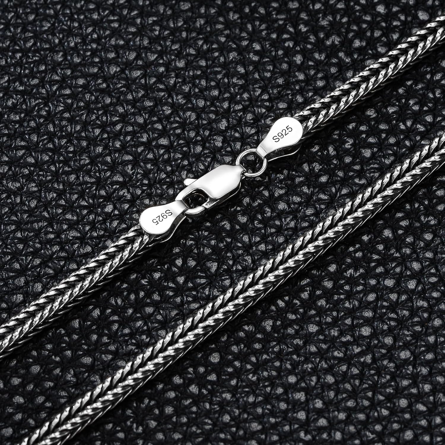 Franco Chain Sterling Silver Foxtail Necklace for Men 2mm 3mm Diamond Cut Chain for Men Women
