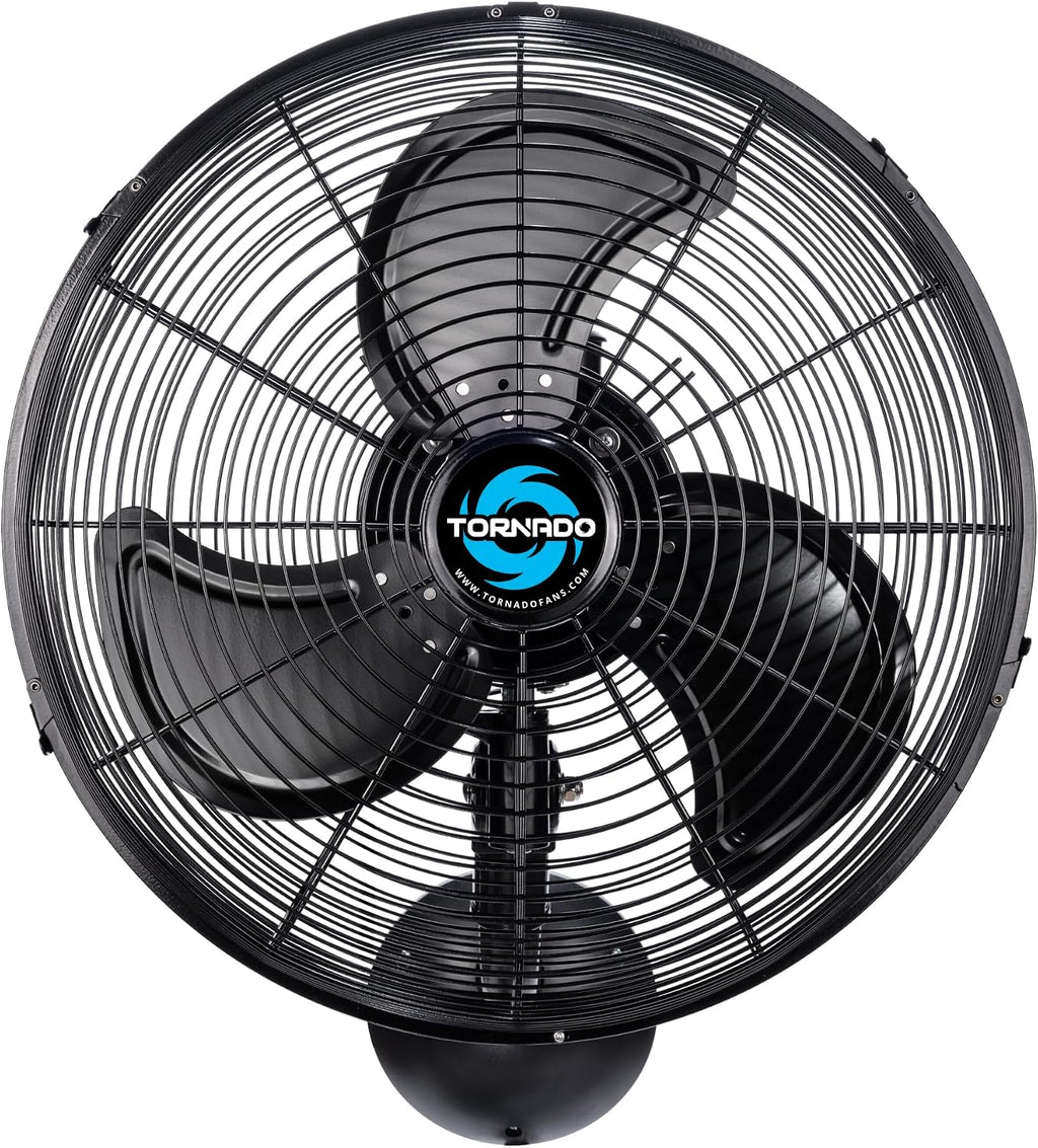 Tornado 16-Inch Pro Series Waterproof Outdoor Oscillating Wall Mount Fan – Heavy-Duty High-Velocity Metal Fan for Industrial, Commercial, Residential, and Greenhouse Use – UL Safety Listed