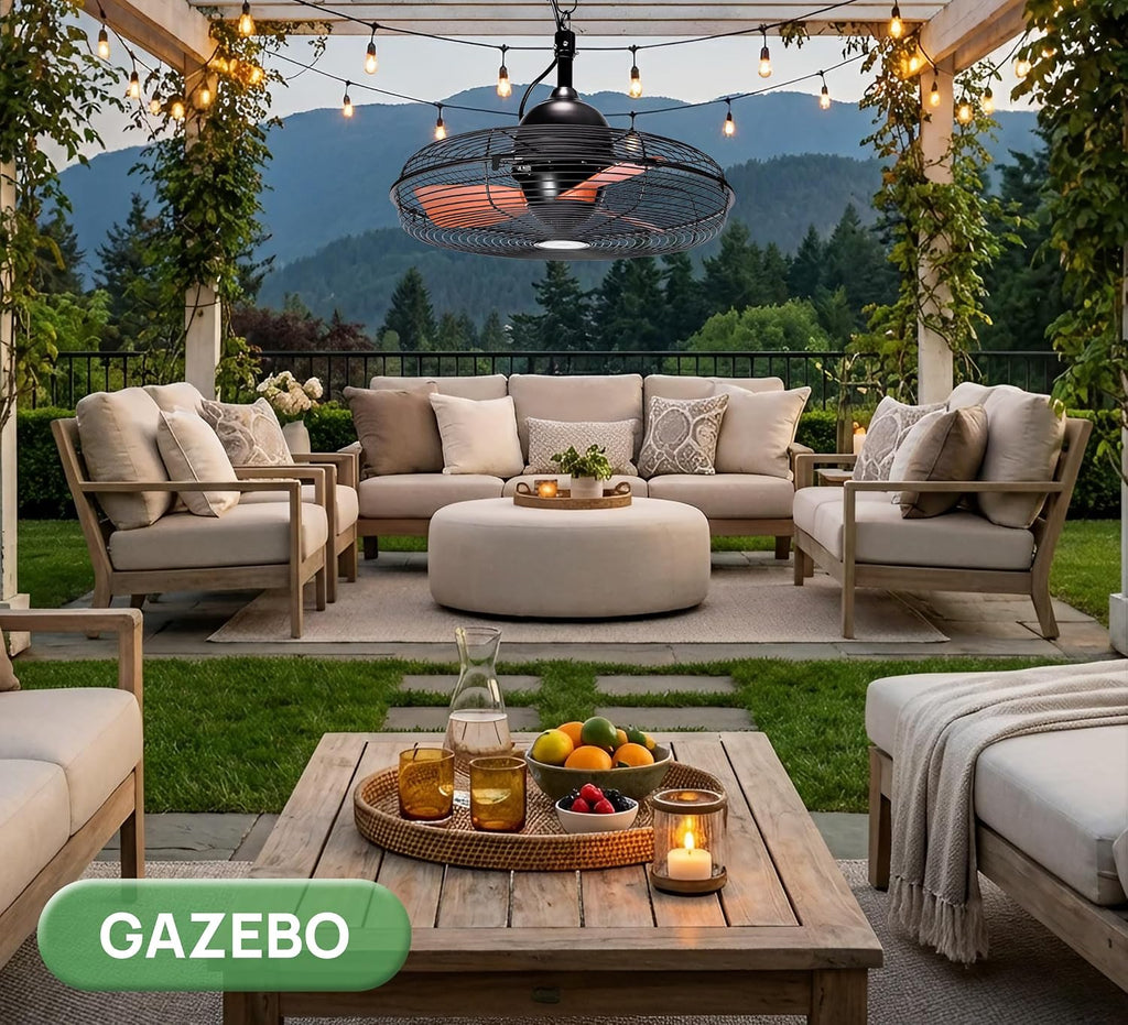 Outdoor Ceiling Fan for Patios, 20 Inch Gazebo Fan Waterproof Remote&Cord Control, 3 Speed, Low Noise, Plug in Ceiling Fan for Pergola, Porch, Gazebo, Patio (Brown)
