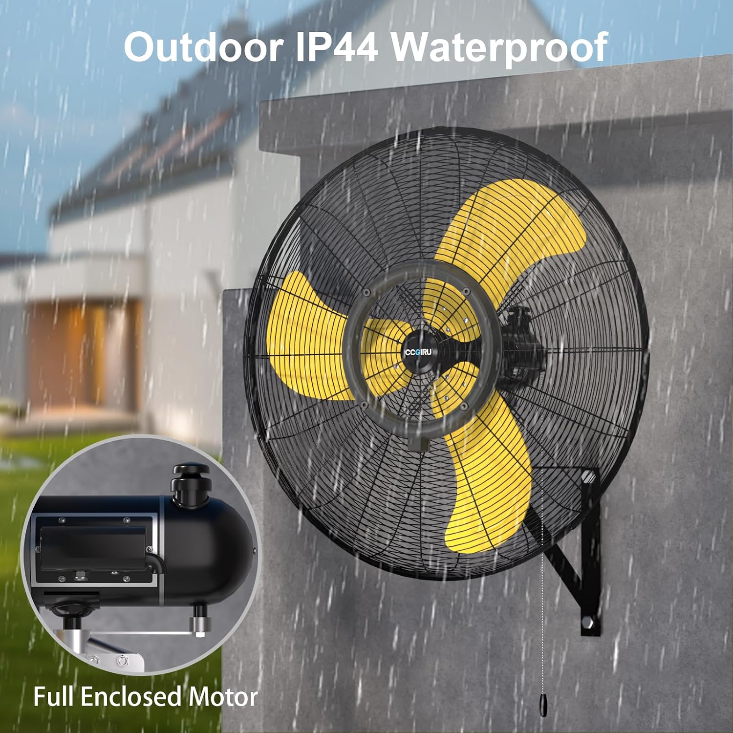 CCGIRU 9600 CFM 30' Outdoor Wall Mount Fans, High Velocity 3-Speed Waterproof Professional Oscillating Wall Fan, Heavy Duty Industrial Fan for Commercial, Garage, Warehouse, UL Listed