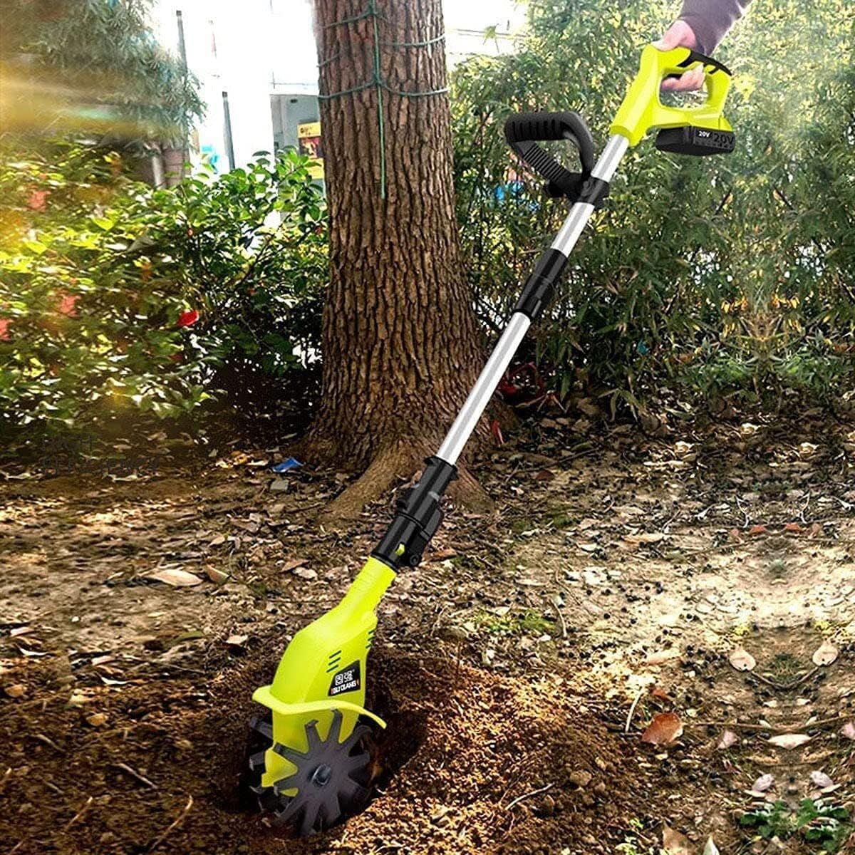 LXXW Electric Tiller 20V Garden Tiller Rotavators Portable Cordless Electric Rotavator, with 5200mAh Rechargeable Battery and Charger Electric Cultivator