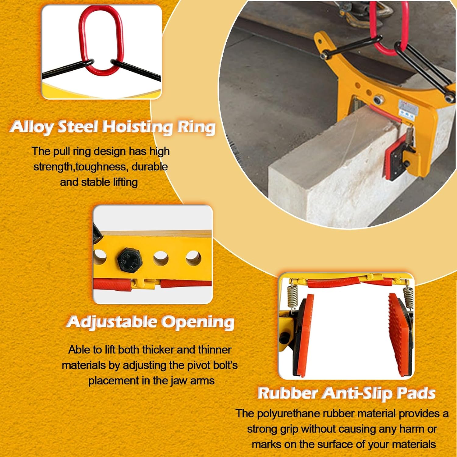 Chain Granite Curb Clamp, Scissor Granite Tools/Timber Lifting Transport Clamps Rock Lifter, Steel Sheet Lifting Clamp(Opening size 6-18CM/2.4-7.1in)