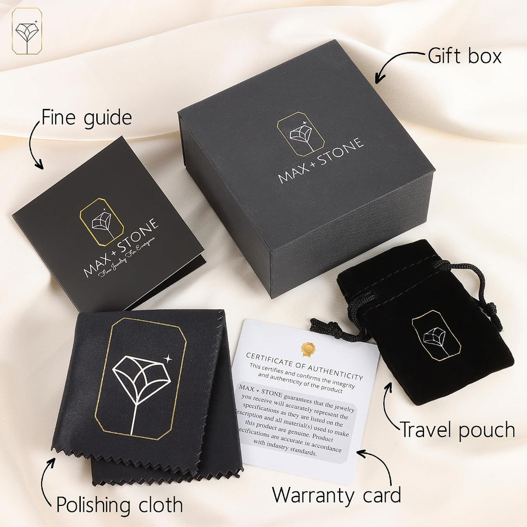 MAX + STONE Cushion Cut Gemstone Necklace | 8mm Solitaire Birthstone Necklace for Women | Gemstone Pendant Necklaces with 18 inch Box Chain