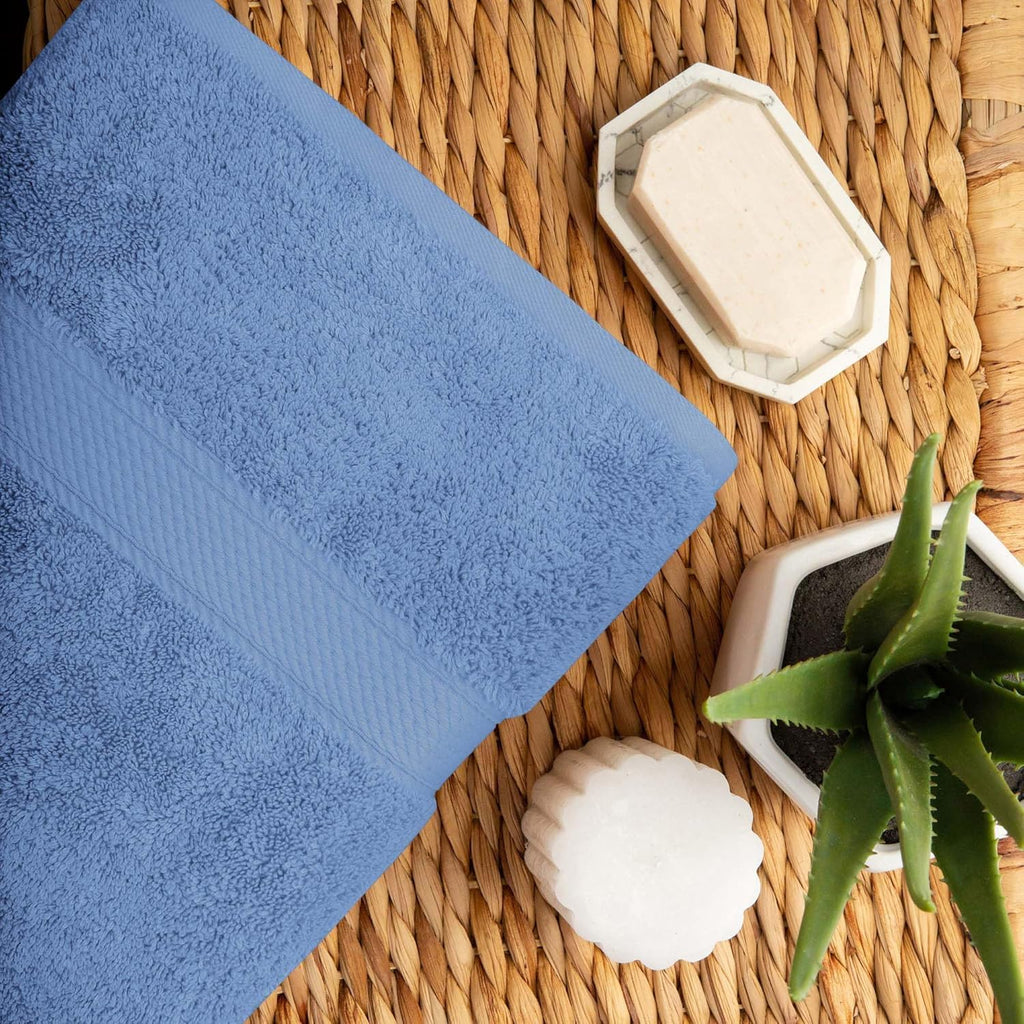 SUPERIOR Egyptian Cotton Ultra Plush & Absorbent, 10 Piece Set, Denim Blue | Quick Dry, Soft Luxury Towel Set, Bath Essentials, Guest Bath, Spa, 2 Bath, 4 Hand, 4 Face Towels, Madeline Towels