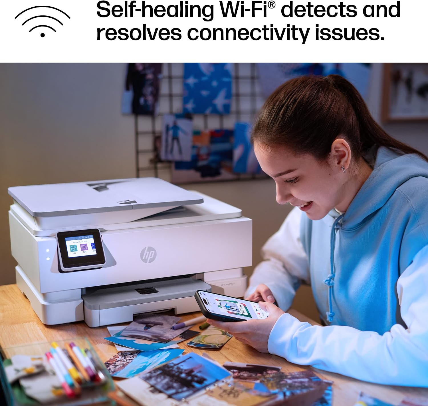 HP Envy Photo 7975 Wireless Color Inkjet Photo Printer, Print, scan, Copy, Easy Setup, Mobile Printing, Best-for-Home, 3 Month Instant Ink Trial Included, AI-Enabled (B63K3A)