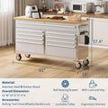 GarveeLife 61-Inch Rolling Tool Chest with 9 Drawers Garage Workbench, Solid Rubberwood Top, Storage Cabinet with Wheel Lock and Key Lock for Workshop, Garage, Kitchen and Home