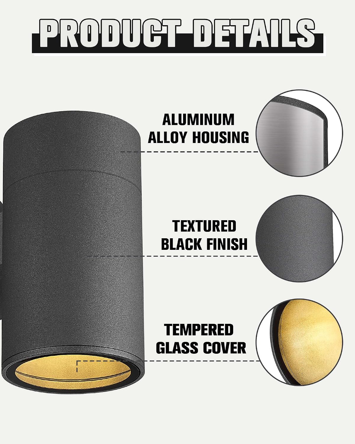Ken & Ricky Dusk to Dawn Wall Lights, Matte Black Outdoor Porch Light, Modern Outdoor Wall Sconce with Tempered Glass Cover for Porch Garage Patio Doorway Entryway -4 Pack