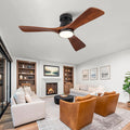 42 Inch Black Flush Mount Ceiling Fan with Light: Dimmable LED (3 Colors), Indoor,Outdoor Reversible DC Motor, 3 Solid Wood Blades for Bedroom, Patio.