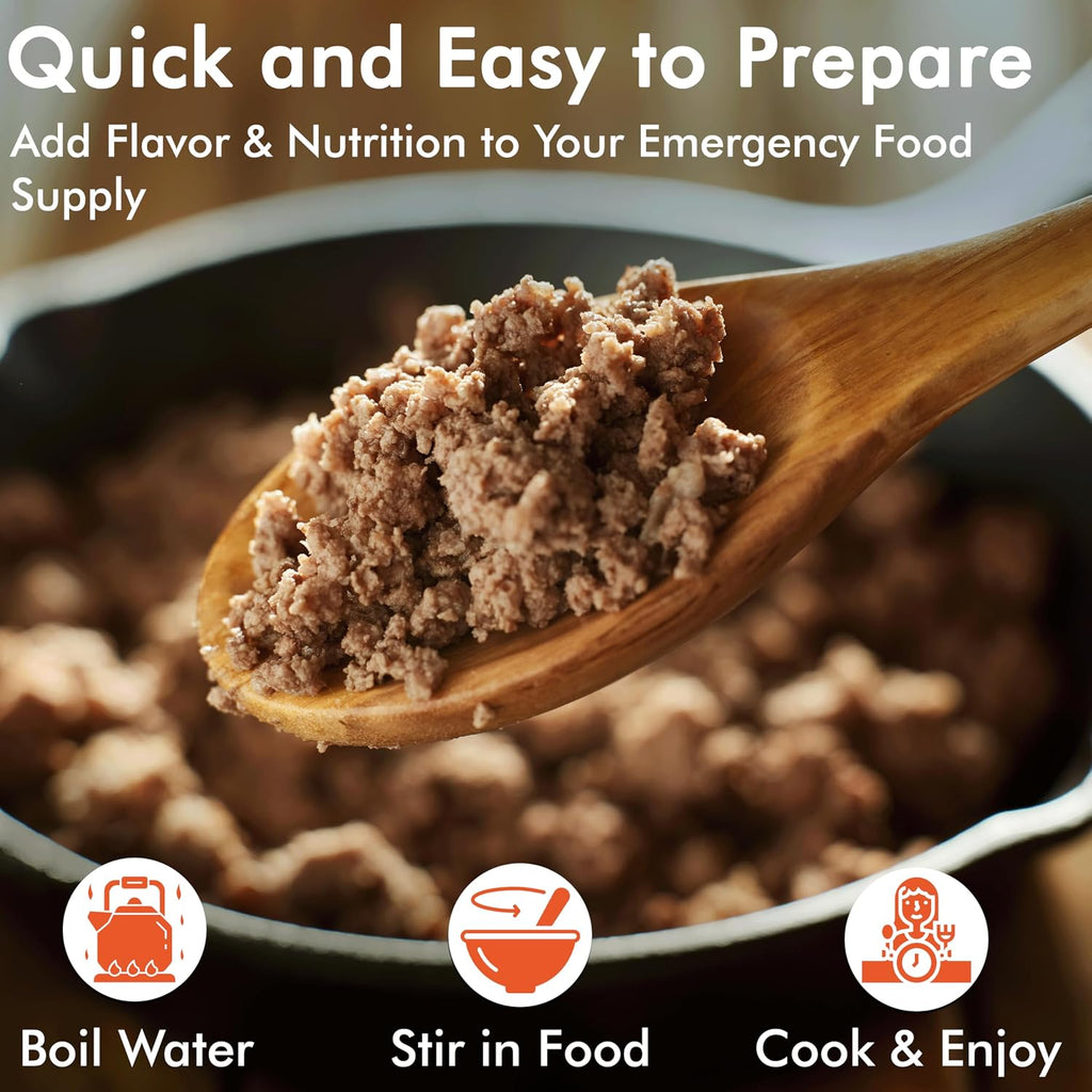 Numanna Freeze-Dried Seasoned Ground Beef Bucket 36 Servings | Over 25g Protein per Serving | Hamburger for Camping, Meal Prep, Pantry Staple, Emergency Survival | 25+ Year Shelf Life | Made in USA