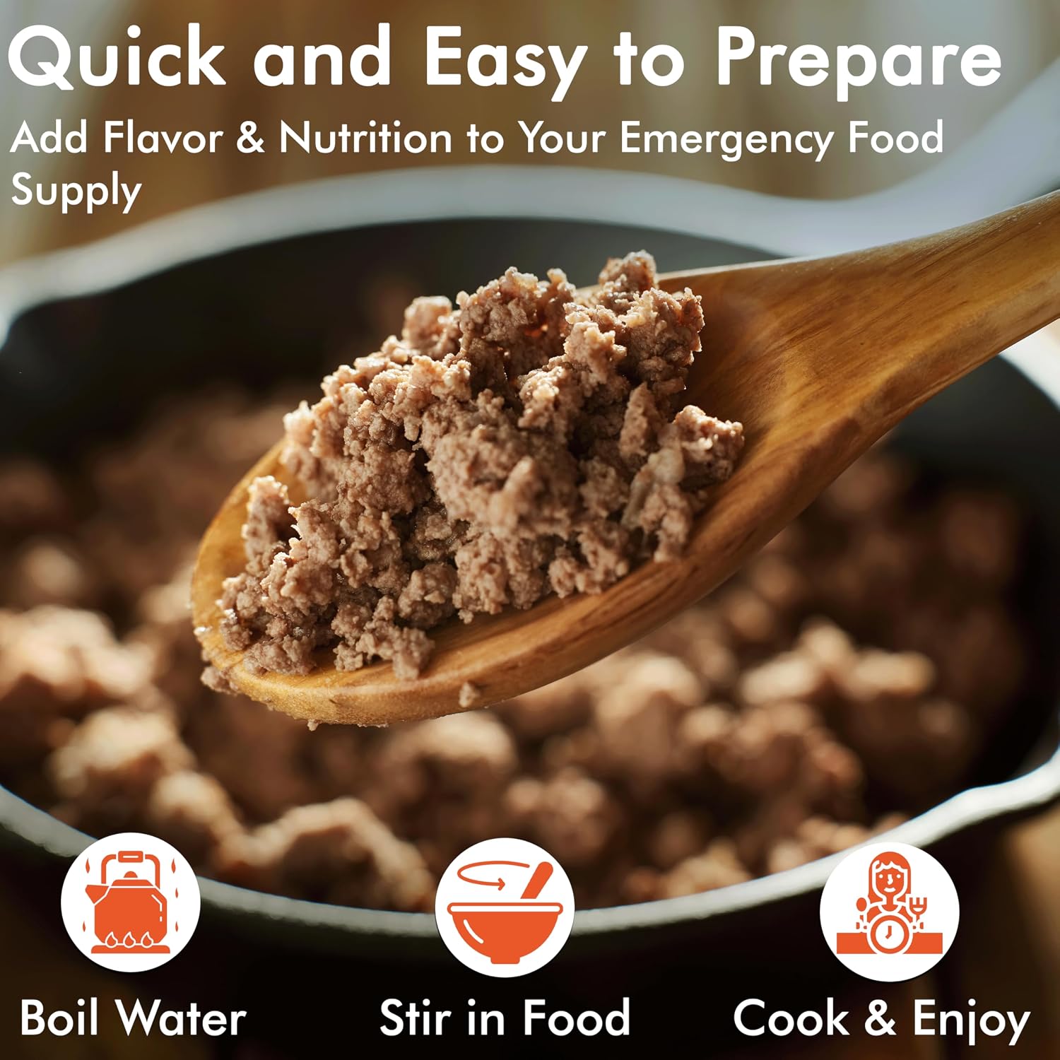 Numanna Freeze-Dried Seasoned Ground Beef Bucket 36 Servings | Over 25g Protein per Serving | Hamburger for Camping, Meal Prep, Pantry Staple, Emergency Survival | 25+ Year Shelf Life | Made in USA