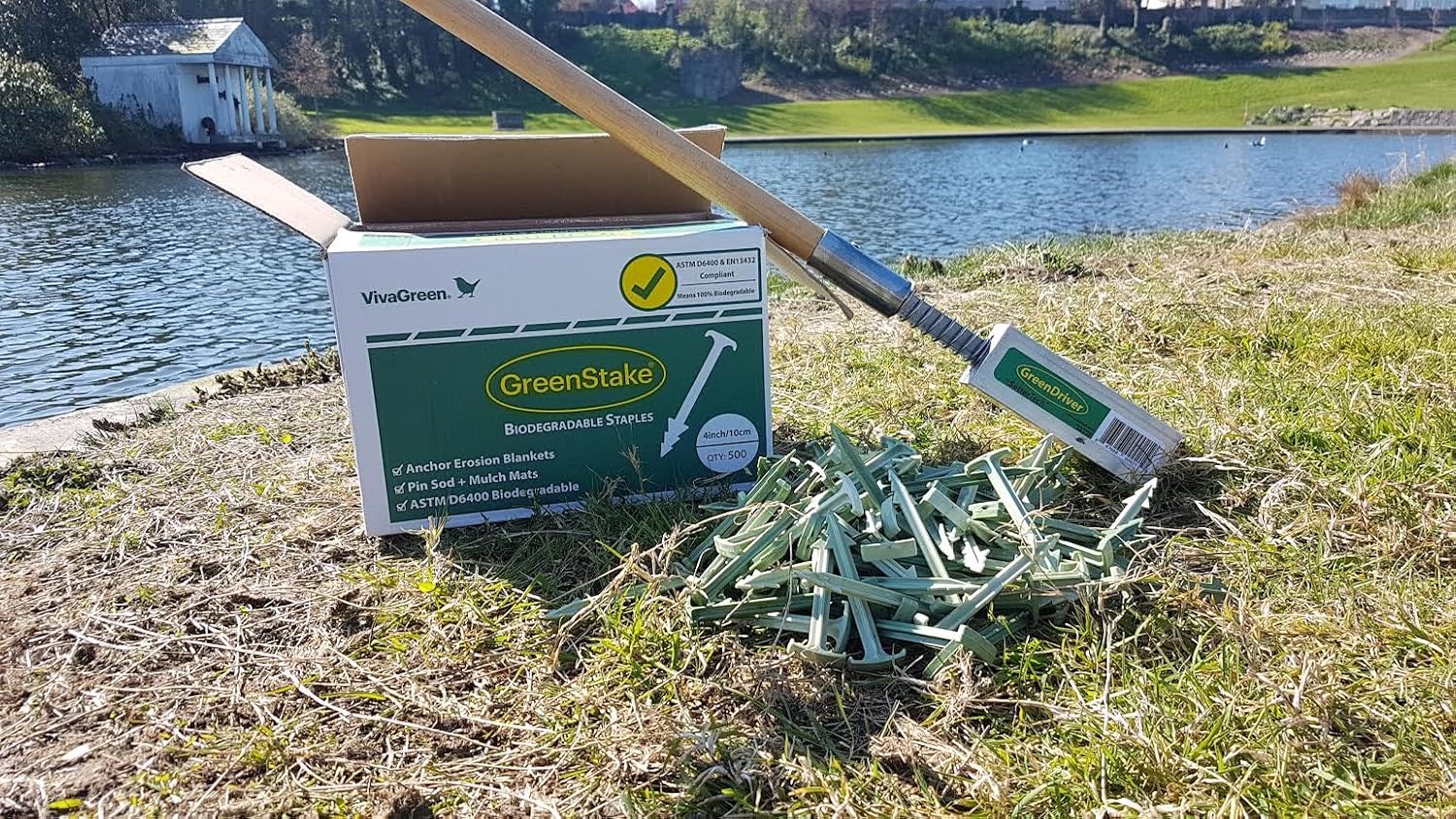 GreenDriver Installation Tool for Biodegradable Staples – Contractor Grade, Fits 4' & 6' GreenStake Staples – Fast Single-Load Staple Driver for Erosion Blankets, Turf, and Landscape Fabric