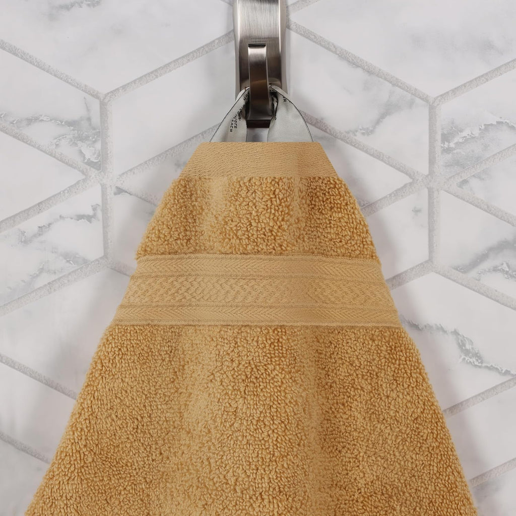 Superior Cotton Chevron 12 Piece Assorted Towel Set, Zero Twist, Quick Dry, Home Essentials, Shower, Spa, Luxury Plush Soft Absorbent Towels, Includes 4 Bath, 4 Hand, 4 Washcloth/Face Towels, Gold