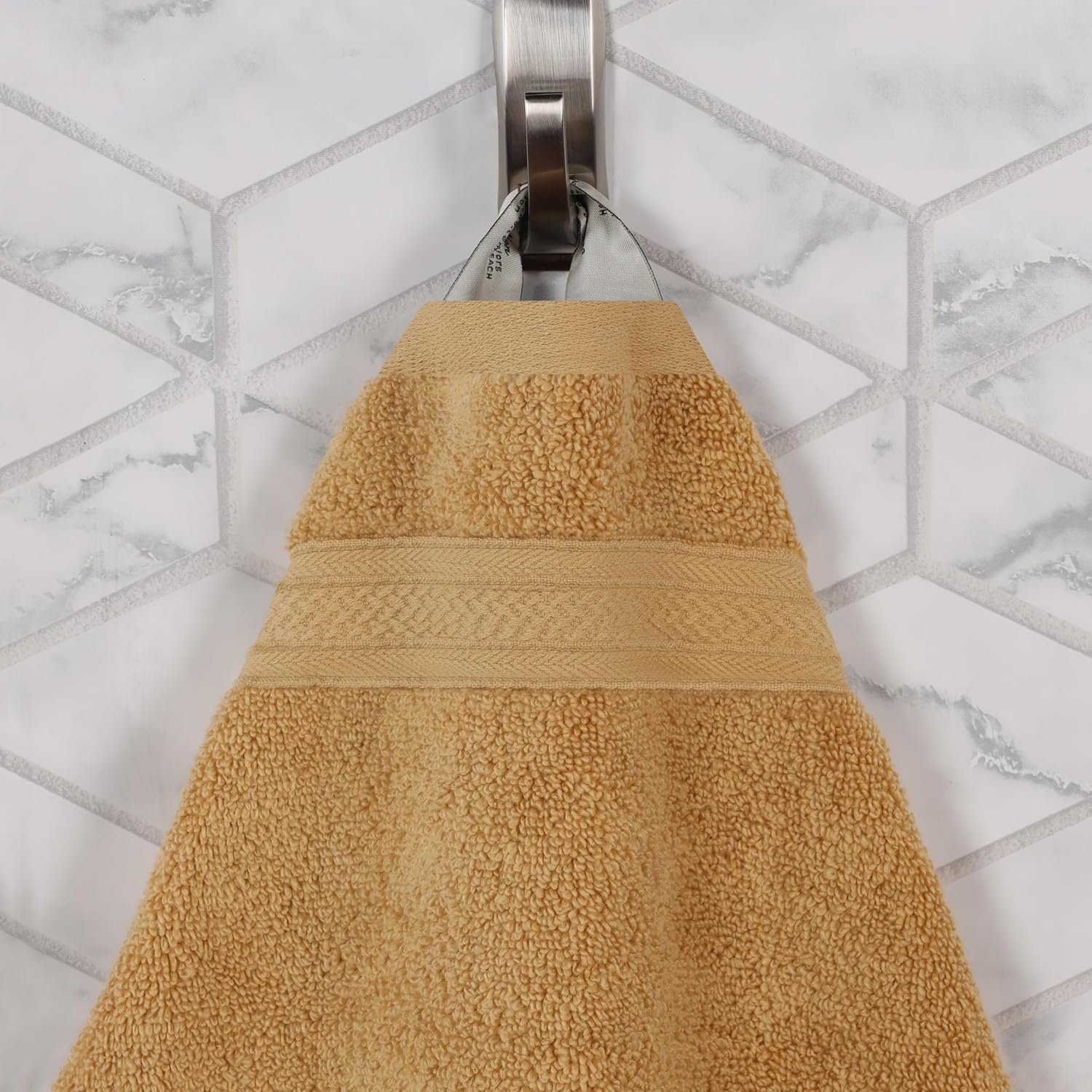 Superior Cotton Chevron 12 Piece Assorted Towel Set, Zero Twist, Quick Dry, Home Essentials, Shower, Spa, Luxury Plush Soft Absorbent Towels, Includes 4 Bath, 4 Hand, 4 Washcloth/Face Towels, Gold