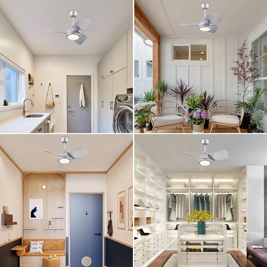Ceiling Fans with Lights, 30 Inch Modern Low Profile Ceiling Fan with Remote Control 6 Speeds, 3000-6000K Dimmable Timing (1/2/4 hours) 3 Blades Large Ceiling Fan for Indoor and Outdoor Bedroom Patios