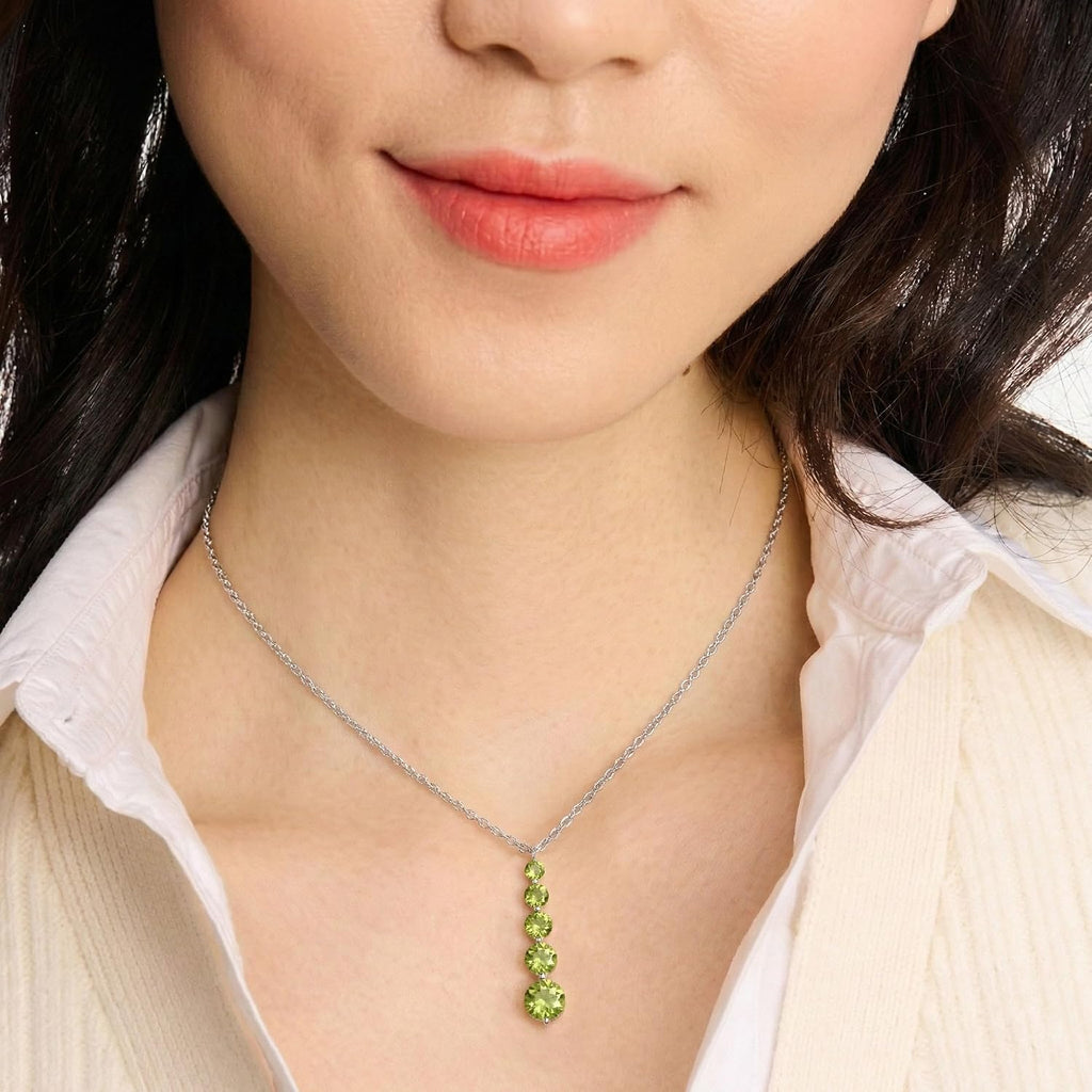 GOODSTONE JEWELS 925 Sterling Silver Linear Drop Pendant Necklace for Women | Size 16+2 Inch Cable Chain with Lobster Clasp | Natural Birthstone Jewelry Gift for Her