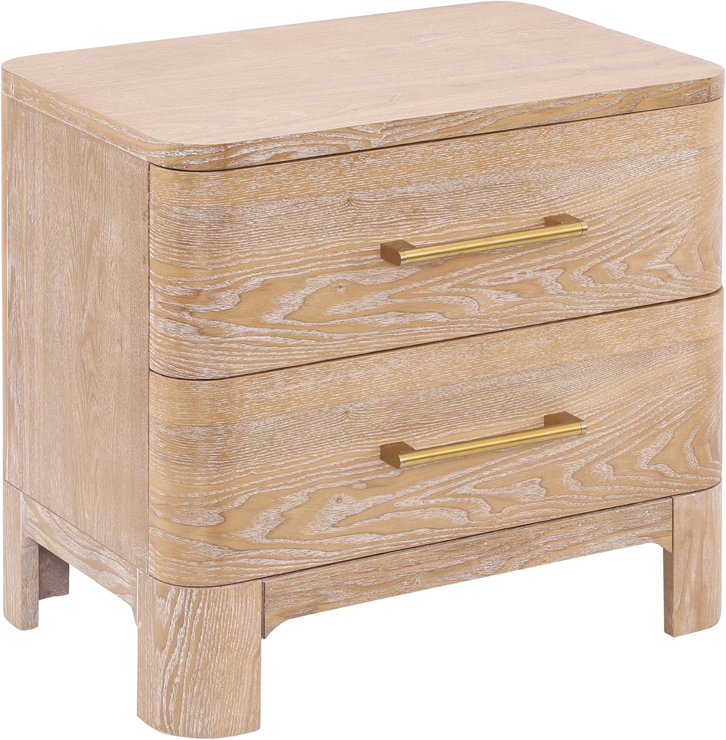 Christopher Knight Home Egbert Modern Nightstand with Drawers, Wooden Small Night Stand with Rounded Corners Design, Bedside Table/End Table for Bedroom, Multipurpose Storage Cabinet, Natural
