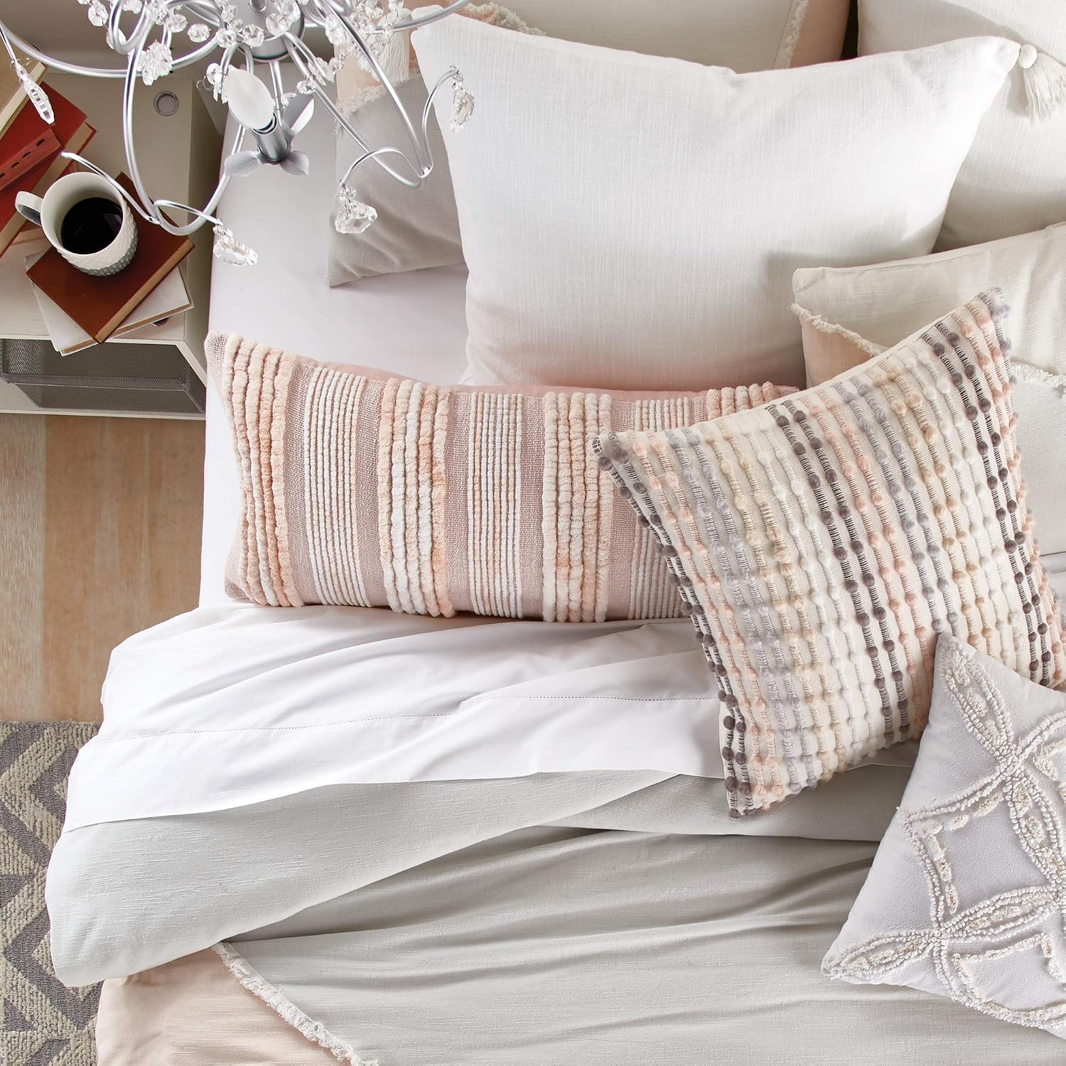Peri Home 100% Cotton 3-Piece Comforter and Sham Set (Multi Colorblock Fringe, King)