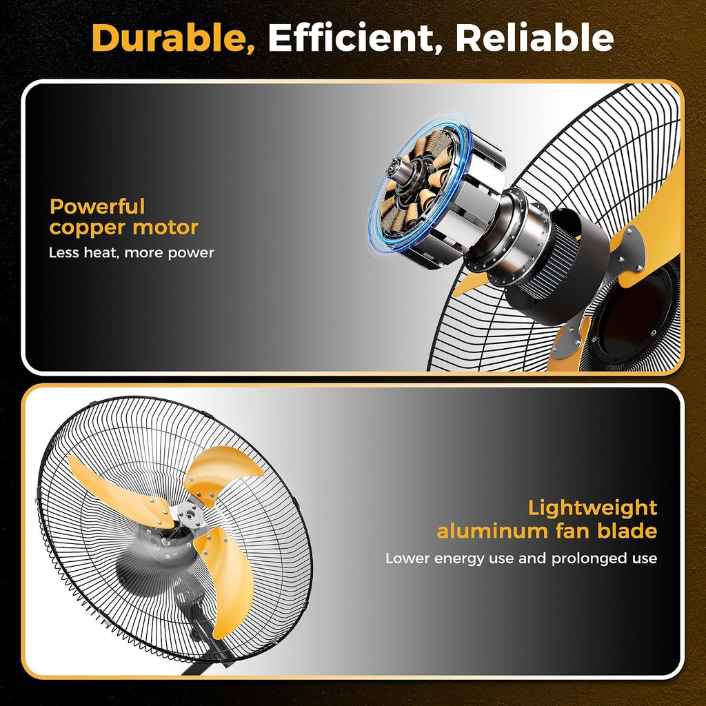 CAMMOO 20 Inch Wall Mount Fan Oscillating, 600D Oxford Cover & Wired Remote | Extended 3.3ft Wired Remote & 6.6ft Power Cord Wall Fan, 3-Speed High Velocity Wall Mounted Fan, for Garage, Workshop