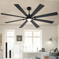 Farmhouse Black Ceiling Fans with Lights and Remote, 72 Inch Industrial Ceiling Fans with 6-Speed Reversible DC Motor, 3 CCT, Dual Finish 8 Blades, Indoor/Outdoor Ceiling Fan for Patio Bedroom