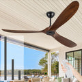 72 inch Ceiling Fans Without Lights, Large Ceiling Fan no Light, Wet Rated Outdoor Ceiling Fans for Patios Outside Porch, High CFM speed DC Motor, 3 Blade Walnut Wood Ceiling Fan with Remote