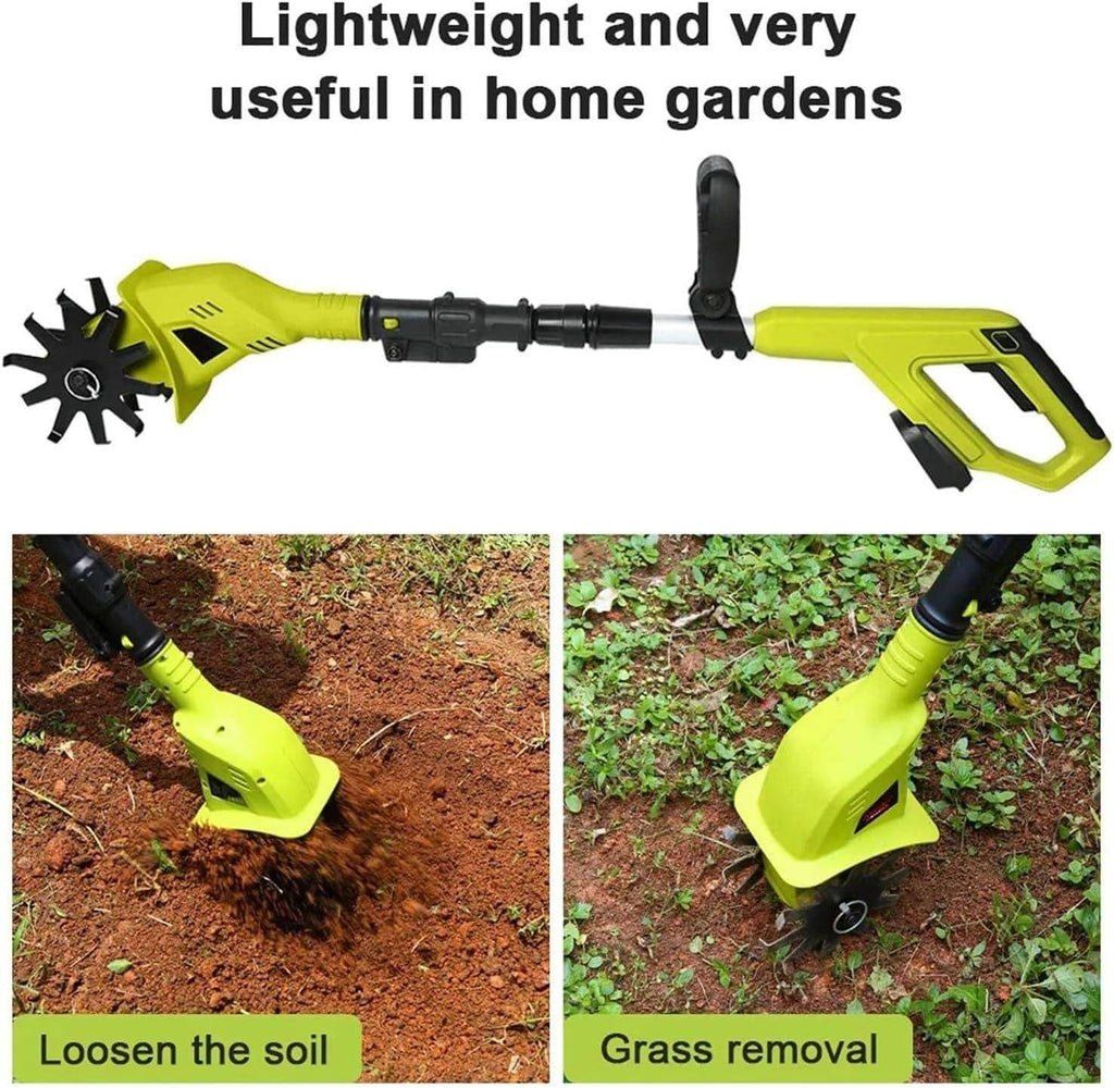 20V Cordless Tiller Cultivator, 250RPM Electric Garden Tiller, with Batteries & Charger, 9.84 in Tilling Width, 3.94 in Depth Garden Rototiller for Lawn/Gardening/Soil Cultivation,1battery