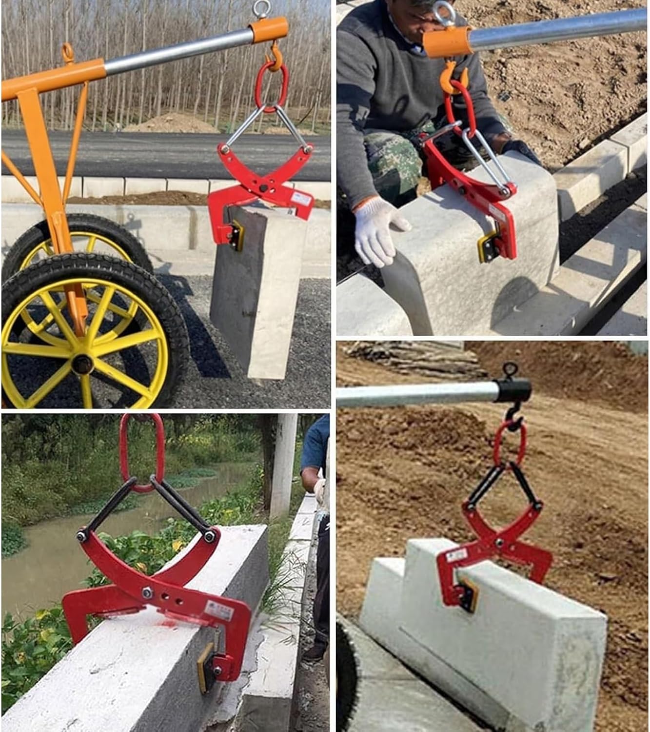 SHYP Granite Slab Clamp, Granite Panel Carriers, Heavy Duty Lifting Clamps, Adjustable Opening Granite Curb Clamp, Granite Panel Carriers Lifting Tools for Transporting, Stone(Opening Size 7-9.4in)