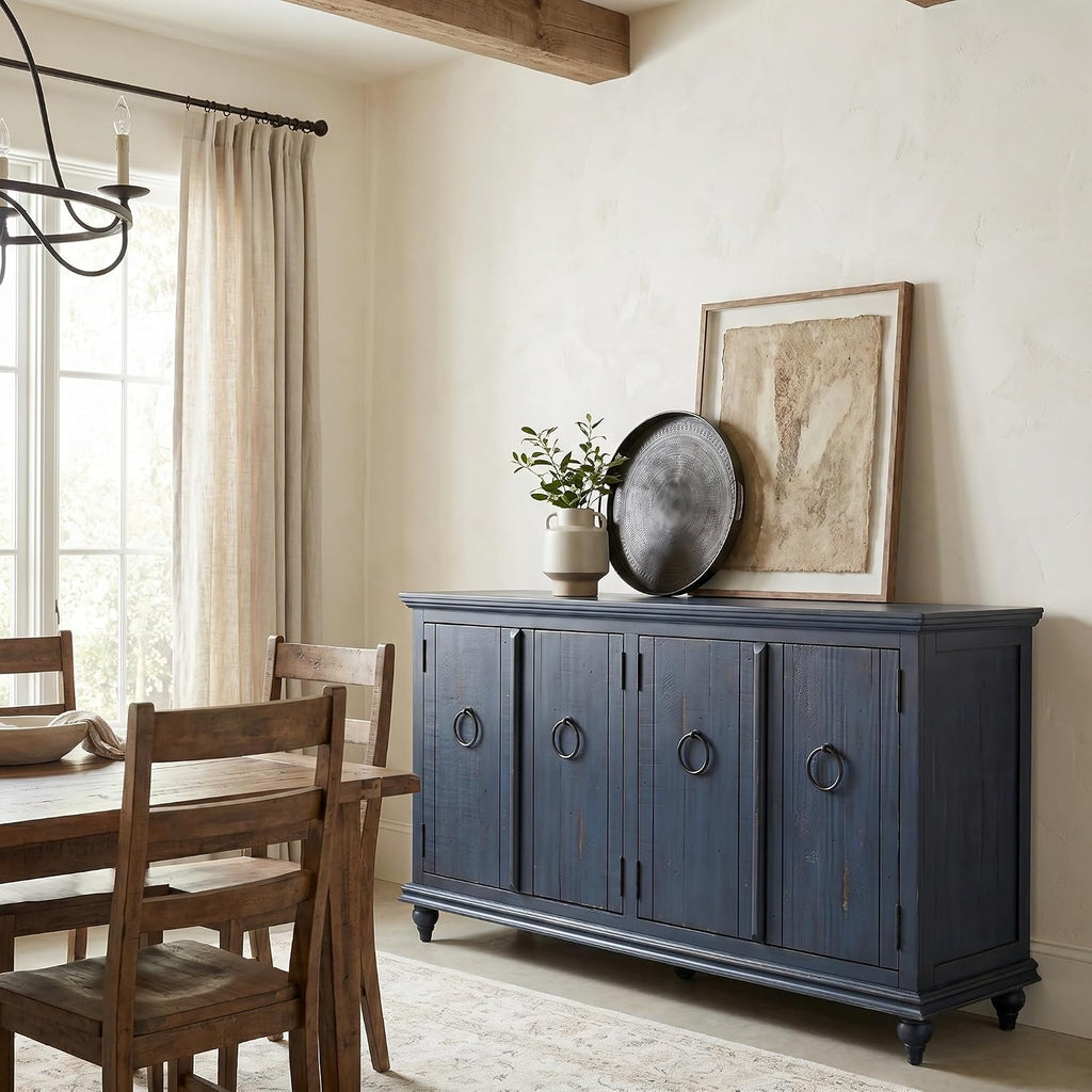 Martin Svensson Home Garden District Rustic Blue Solid Wood 65' TV Stand