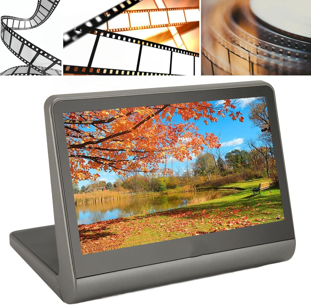 Mini Digital Film Slide Scanner, Converts 135/126/110 Super 8 Film Slides into 48MP Digital Photos, 7in 16GB Film Negative Scanner with USB C, Mini (US Plug)
