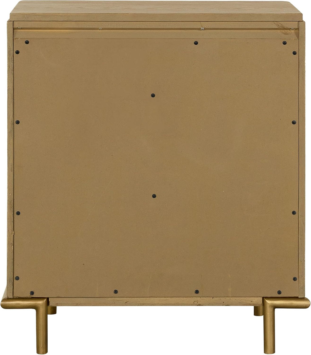 Coaster Home Furnishings - Arini - Wood - 3-Drawer Nightstand with Dual USB Ports, Felt-Lined Top Drawer, Aged Brass Round Knobs and Metal Base - Bedroom - Sand Wash - 224302