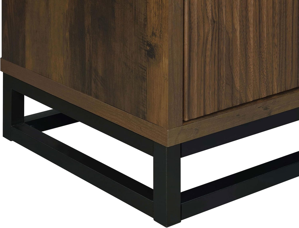 Coaster Home Furnishings - Ryatt - 4-Door Engineered Wood Accent Cabinet with Fluted Design, Two Shelves - Transitional Style - Living Room, Entryway & Home Kitchen - Dark Pine - 950393